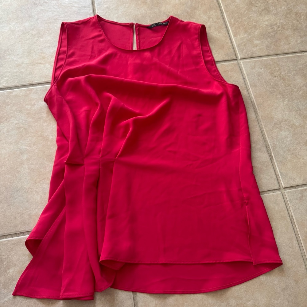 Zara Vibrant Pink Sleeveless Blouse